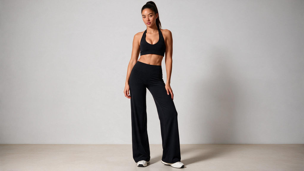 Summer Yoga Set 2Pcs Women Breathable Backless Halter-Neck Sports Bra Push Up Pilates Fitness Top Straight Leg Pants