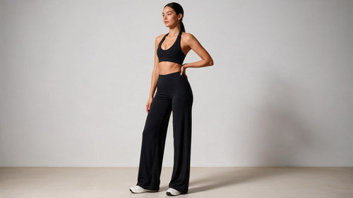 Summer Yoga Set 2Pcs Women Breathable Backless Halter-Neck Sports Bra Push Up Pilates Fitness Top Straight Leg Pants