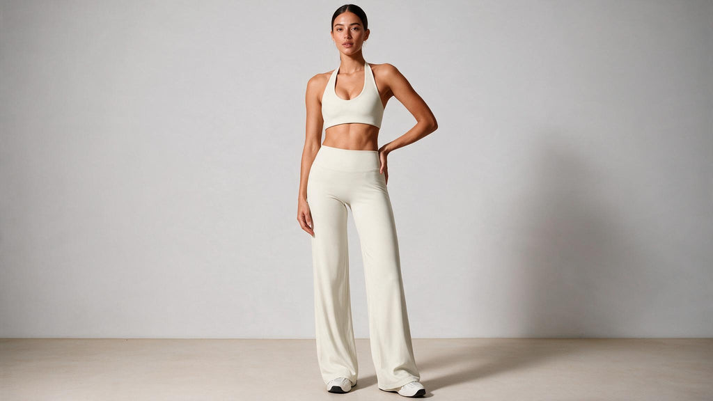 Summer Yoga Set 2Pcs Women Breathable Backless Halter-Neck Sports Bra Push Up Pilates Fitness Top Straight Leg Pants