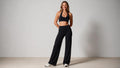 Summer Yoga Set 2Pcs Women Breathable Backless Halter-Neck Sports Bra Push Up Pilates Fitness Top Straight Leg Pants
