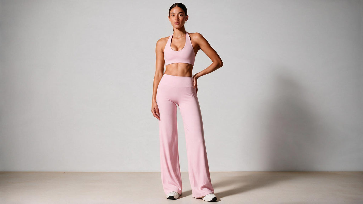 Summer Yoga Set 2Pcs Women Breathable Backless Halter-Neck Sports Bra Push Up Pilates Fitness Top Straight Leg Pants