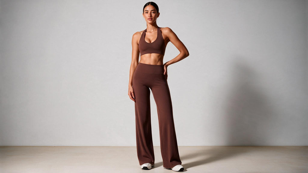 Summer Yoga Set 2Pcs Women Breathable Backless Halter-Neck Sports Bra Push Up Pilates Fitness Top Straight Leg Pants