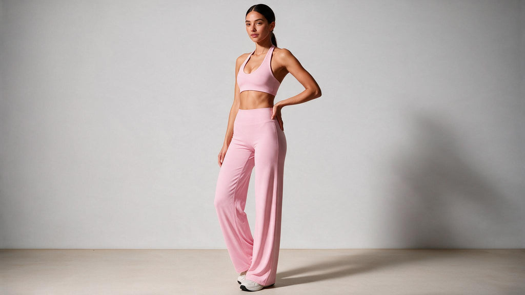 Summer Yoga Set 2Pcs Women Breathable Backless Halter-Neck Sports Bra Push Up Pilates Fitness Top Straight Leg Pants