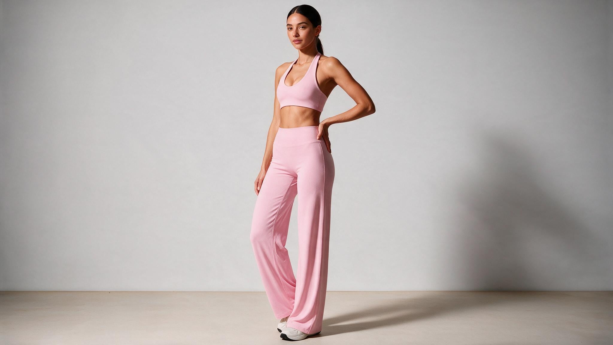 Summer Yoga Set 2Pcs Women Breathable Backless Halter-Neck Sports Bra Push Up Pilates Fitness Top Straight Leg Pants