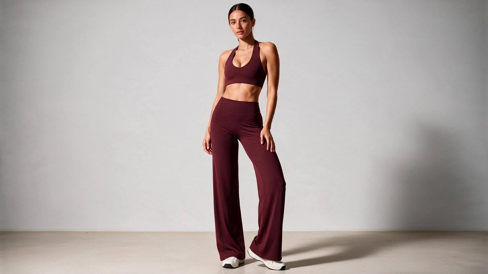 Summer Yoga Set 2Pcs Women Breathable Backless Halter-Neck Sports Bra Push Up Pilates Fitness Top Straight Leg Pants