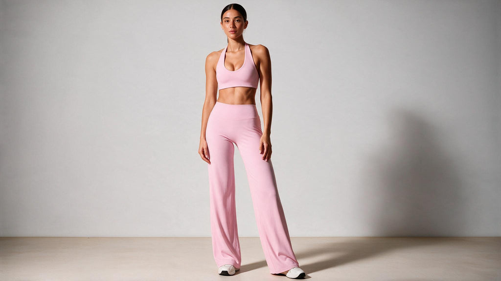 Summer Yoga Set 2Pcs Women Breathable Backless Halter-Neck Sports Bra Push Up Pilates Fitness Top Straight Leg Pants