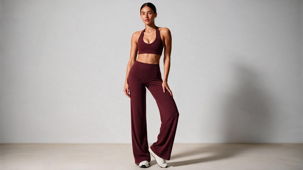 Summer Yoga Set 2Pcs Women Breathable Backless Halter-Neck Sports Bra Push Up Pilates Fitness Top Straight Leg Pants