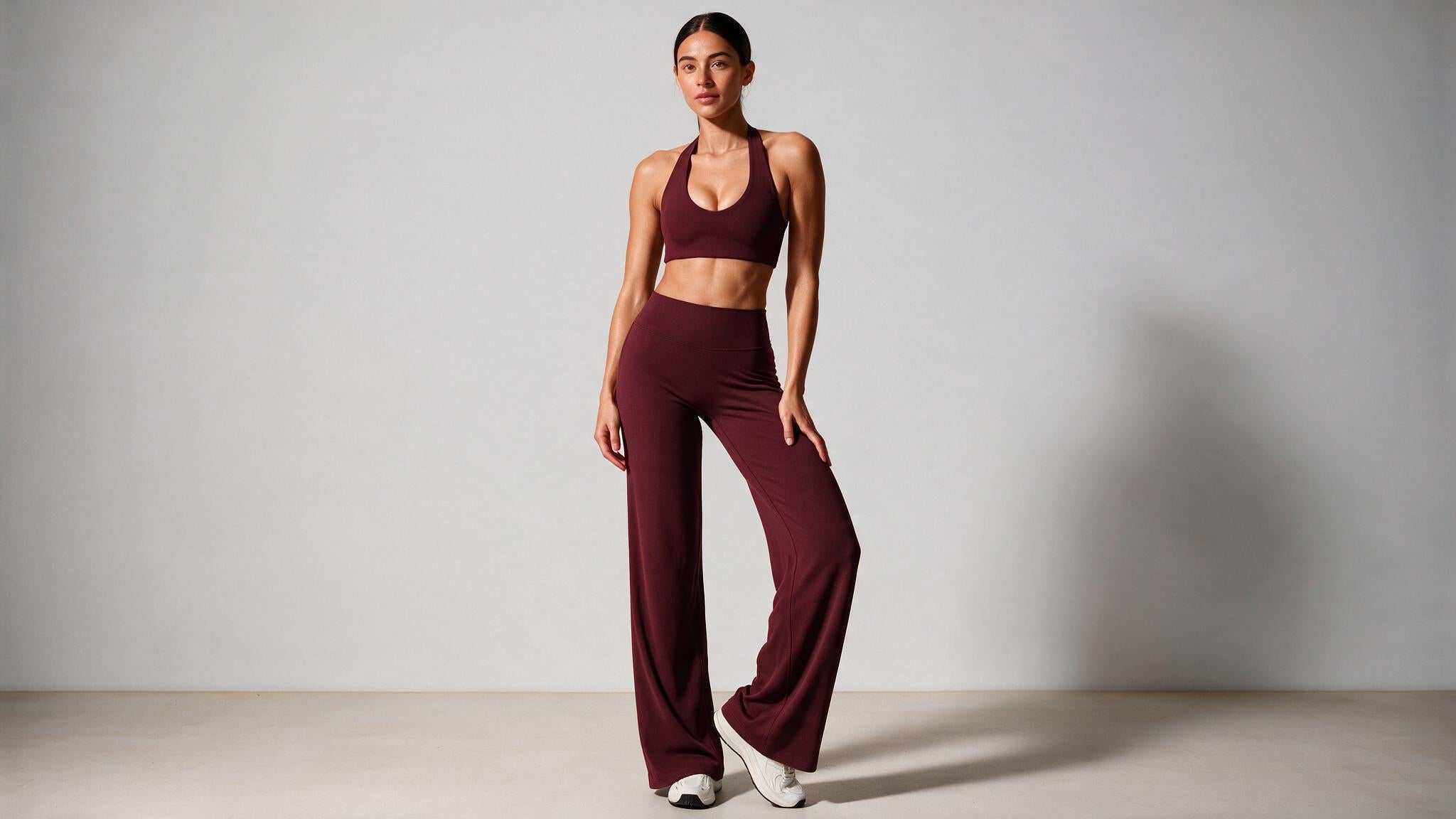 Summer Yoga Set 2Pcs Women Breathable Backless Halter-Neck Sports Bra Push Up Pilates Fitness Top Straight Leg Pants