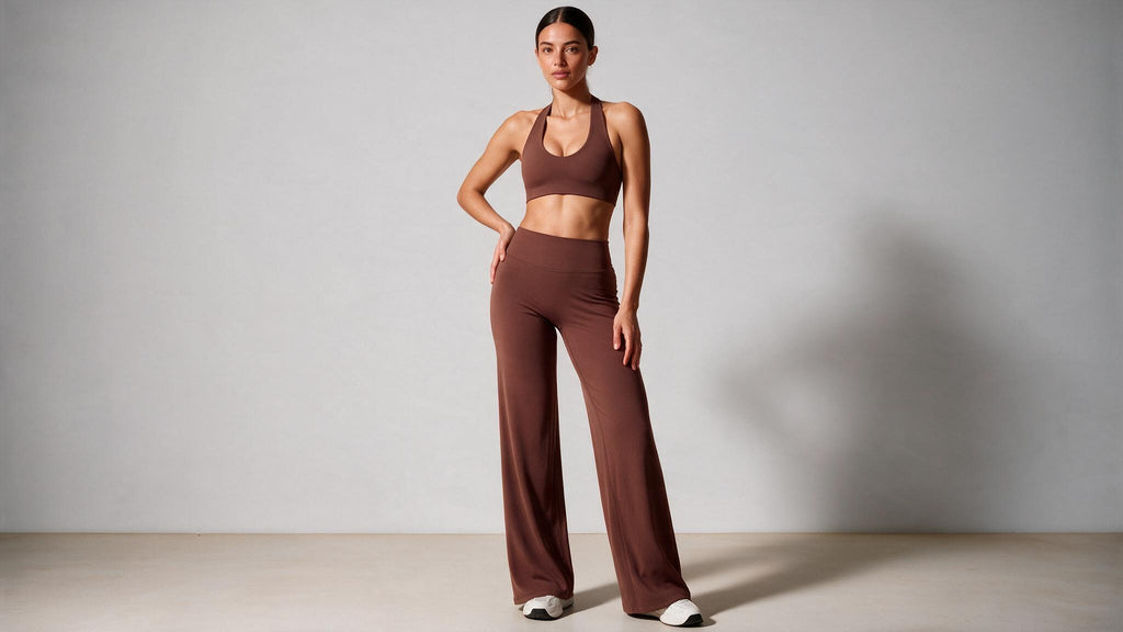Summer Yoga Set 2Pcs Women Breathable Backless Halter-Neck Sports Bra Push Up Pilates Fitness Top Straight Leg Pants