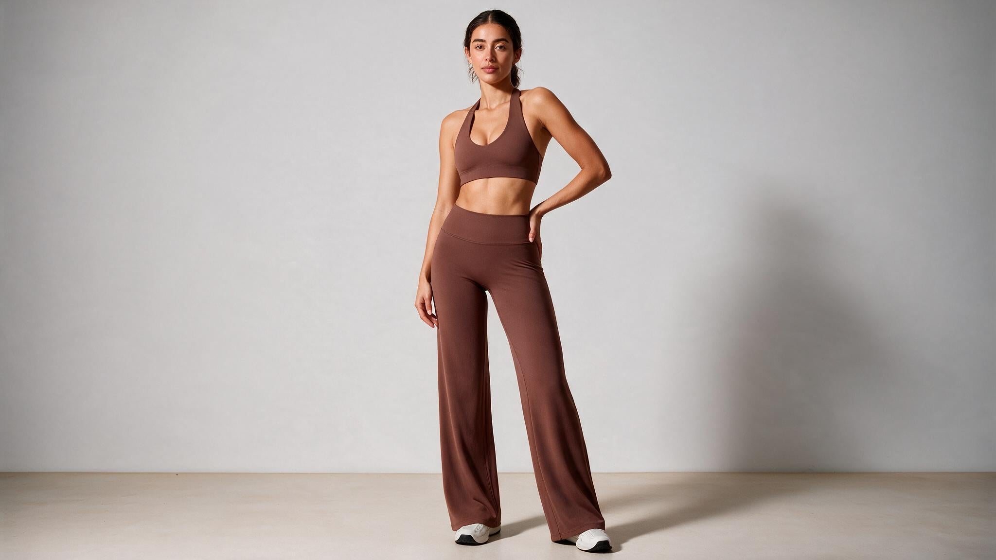 Summer Yoga Set 2Pcs Women Breathable Backless Halter-Neck Sports Bra Push Up Pilates Fitness Top Straight Leg Pants