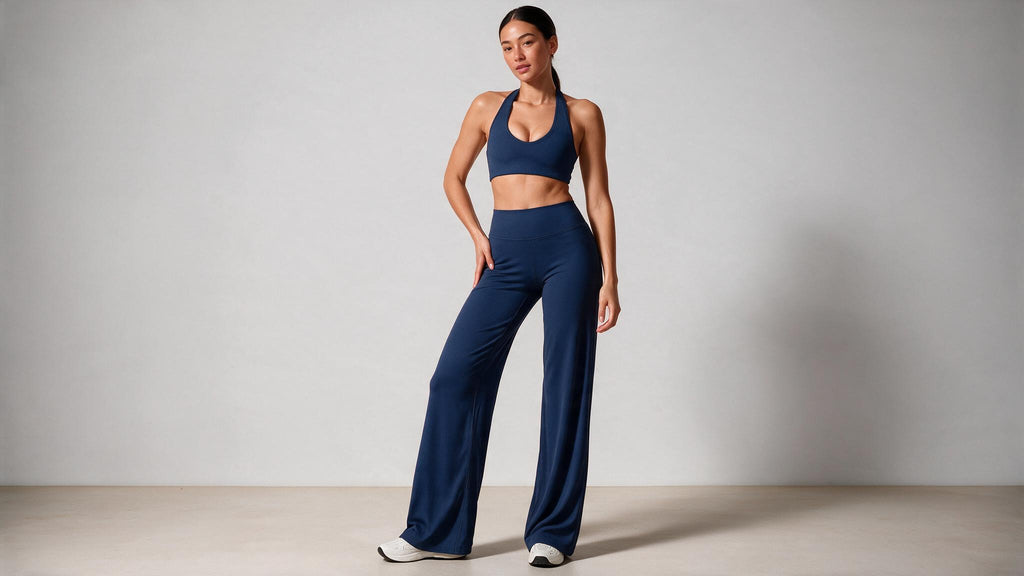 Summer Yoga Set 2Pcs Women Breathable Backless Halter-Neck Sports Bra Push Up Pilates Fitness Top Straight Leg Pants