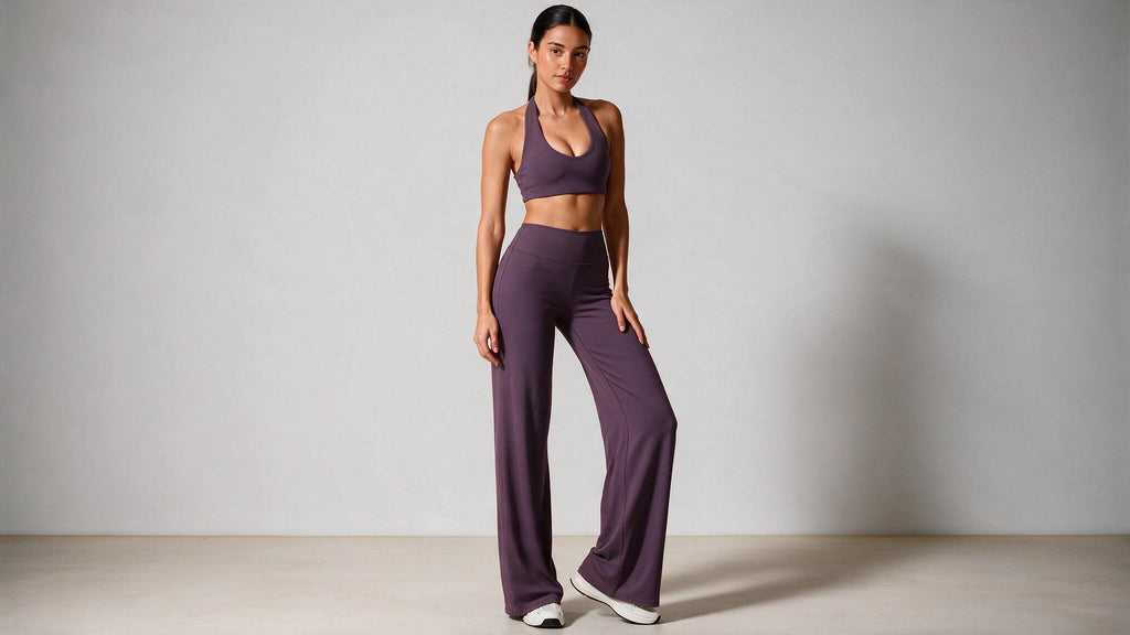 Summer Yoga Set 2Pcs Women Breathable Backless Halter-Neck Sports Bra Push Up Pilates Fitness Top Straight Leg Pants