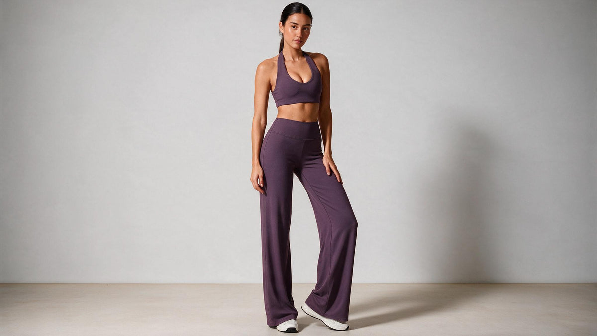 Summer Yoga Set 2Pcs Women Breathable Backless Halter-Neck Sports Bra Push Up Pilates Fitness Top Straight Leg Pants