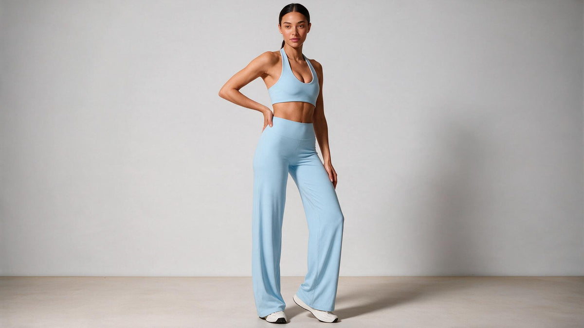 Summer Yoga Set 2Pcs Women Breathable Backless Halter-Neck Sports Bra Push Up Pilates Fitness Top Straight Leg Pants