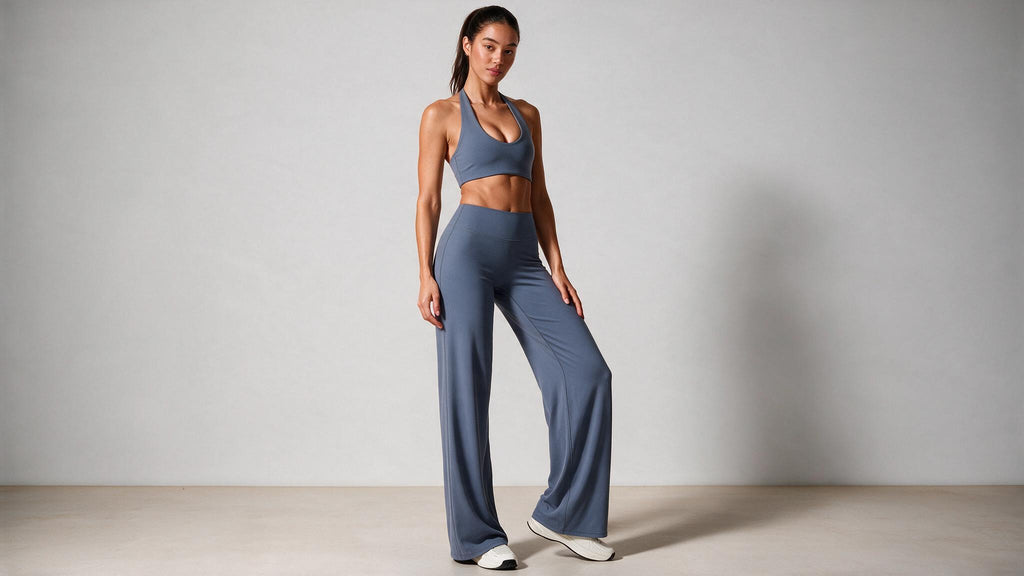 Summer Yoga Set 2Pcs Women Breathable Backless Halter-Neck Sports Bra Push Up Pilates Fitness Top Straight Leg Pants