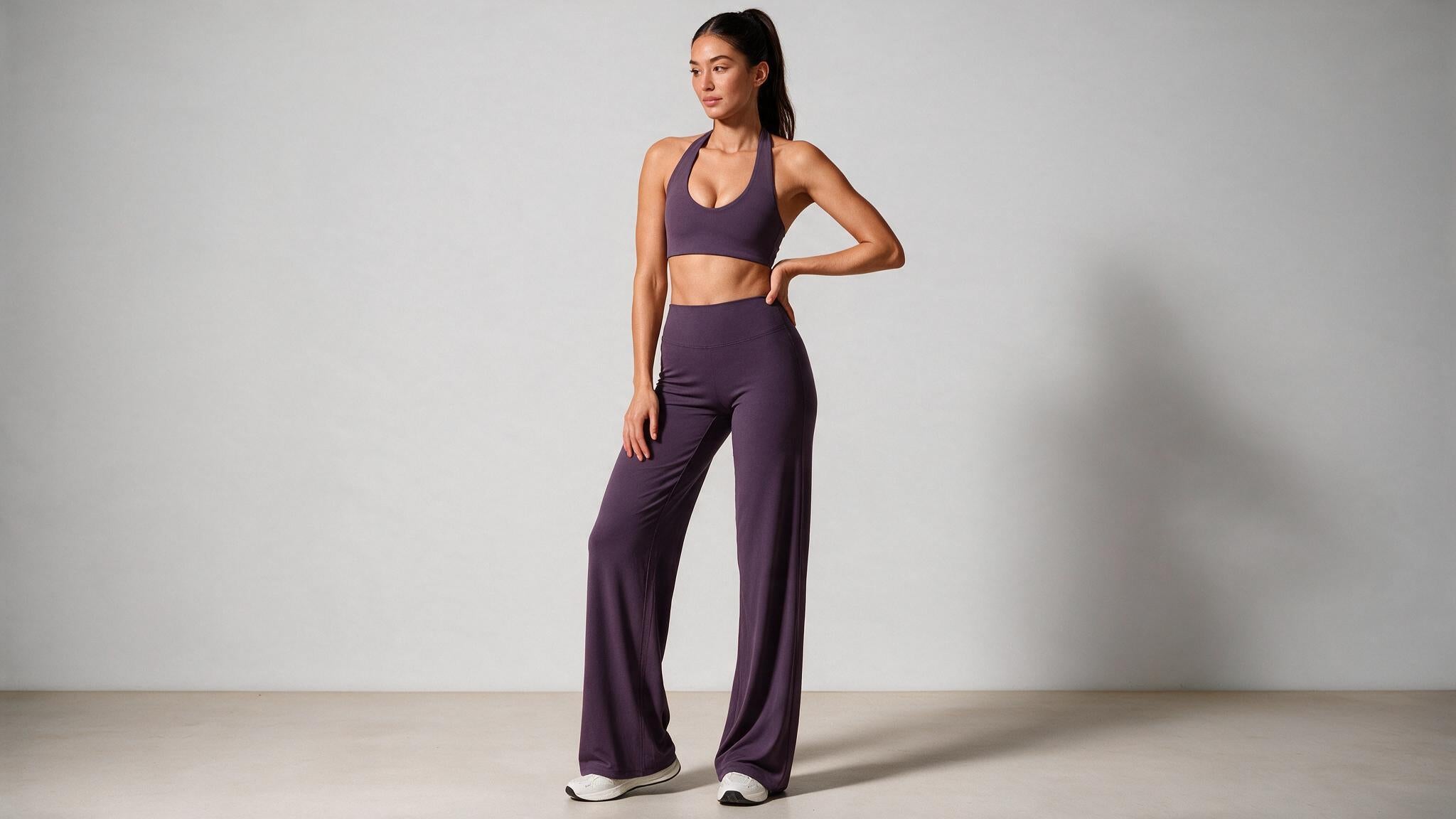 Summer Yoga Set 2Pcs Women Breathable Backless Halter-Neck Sports Bra Push Up Pilates Fitness Top Straight Leg Pants