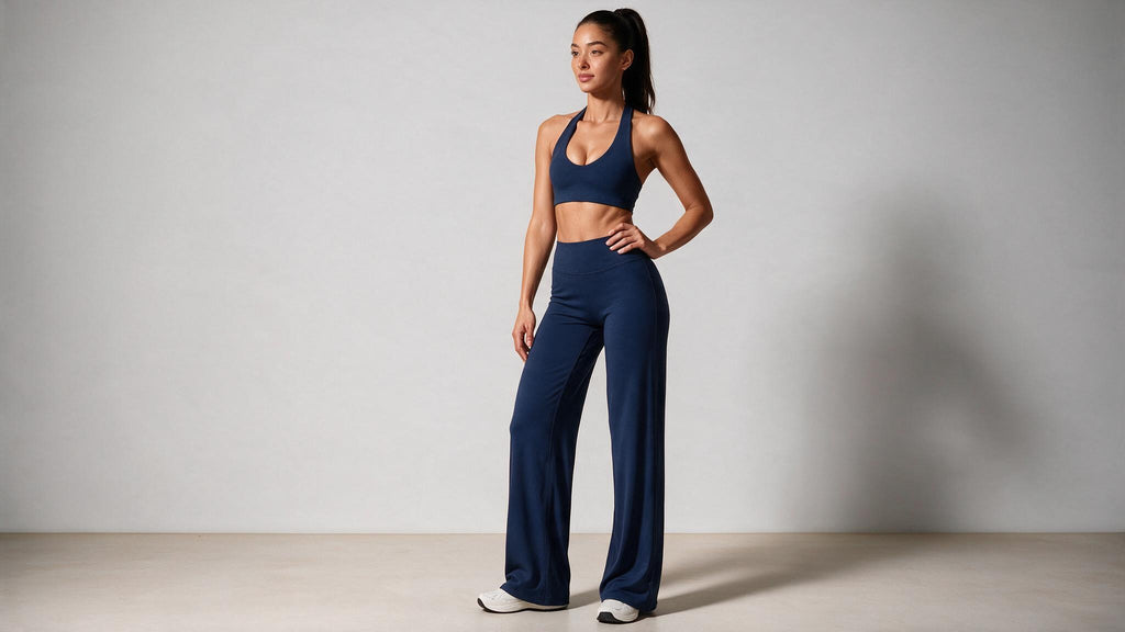 Summer Yoga Set 2Pcs Women Breathable Backless Halter-Neck Sports Bra Push Up Pilates Fitness Top Straight Leg Pants