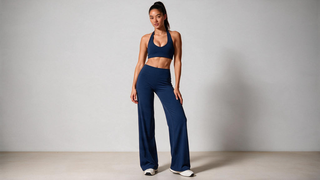 Summer Yoga Set 2Pcs Women Breathable Backless Halter-Neck Sports Bra Push Up Pilates Fitness Top Straight Leg Pants