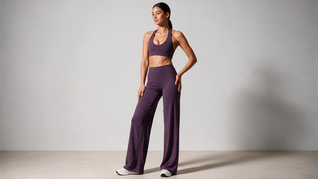 Summer Yoga Set 2Pcs Women Breathable Backless Halter-Neck Sports Bra Push Up Pilates Fitness Top Straight Leg Pants
