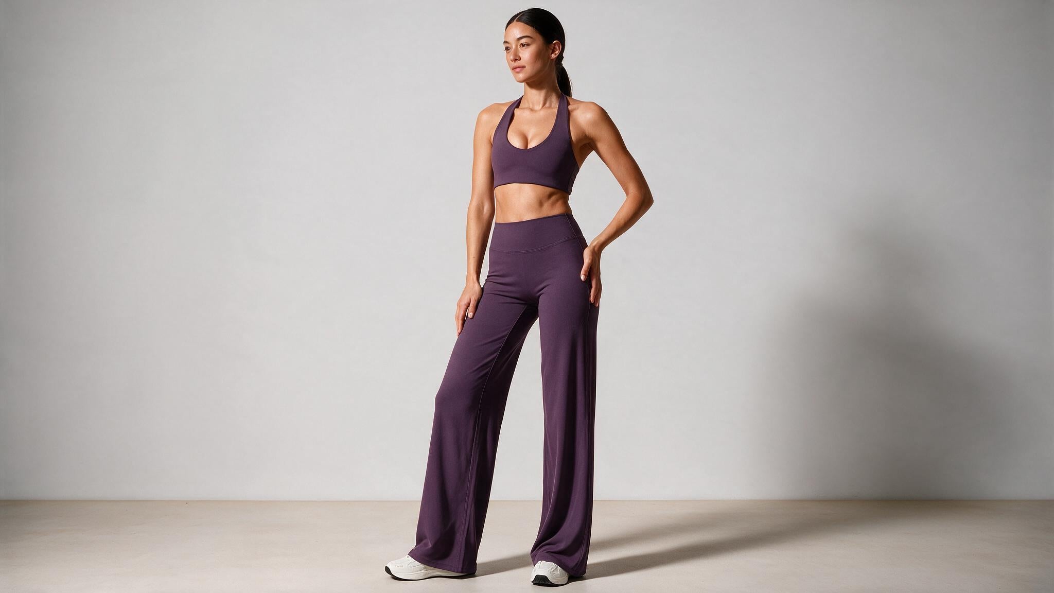 Summer Yoga Set 2Pcs Women Breathable Backless Halter-Neck Sports Bra Push Up Pilates Fitness Top Straight Leg Pants