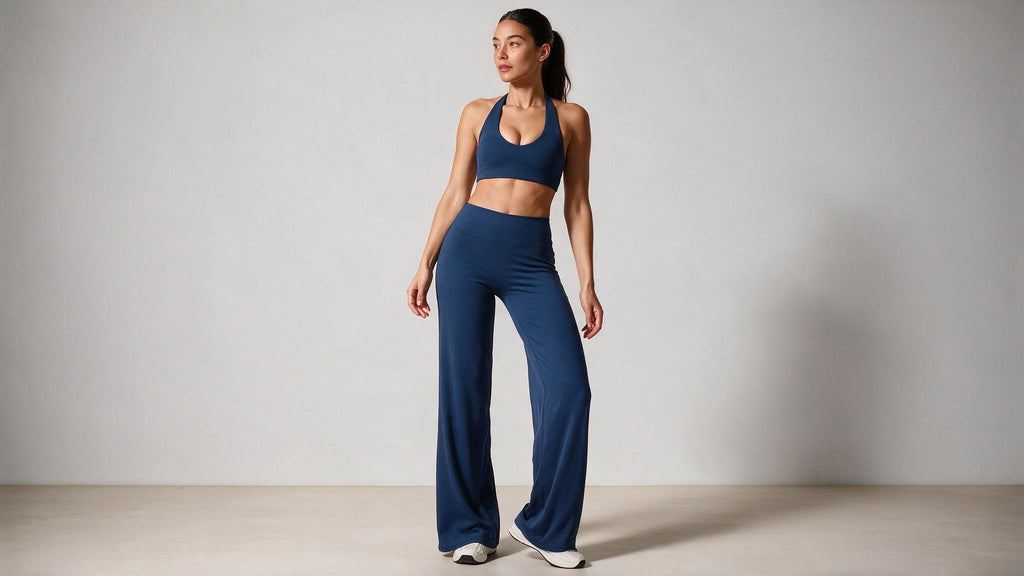 Summer Yoga Set 2Pcs Women Breathable Backless Halter-Neck Sports Bra Push Up Pilates Fitness Top Straight Leg Pants