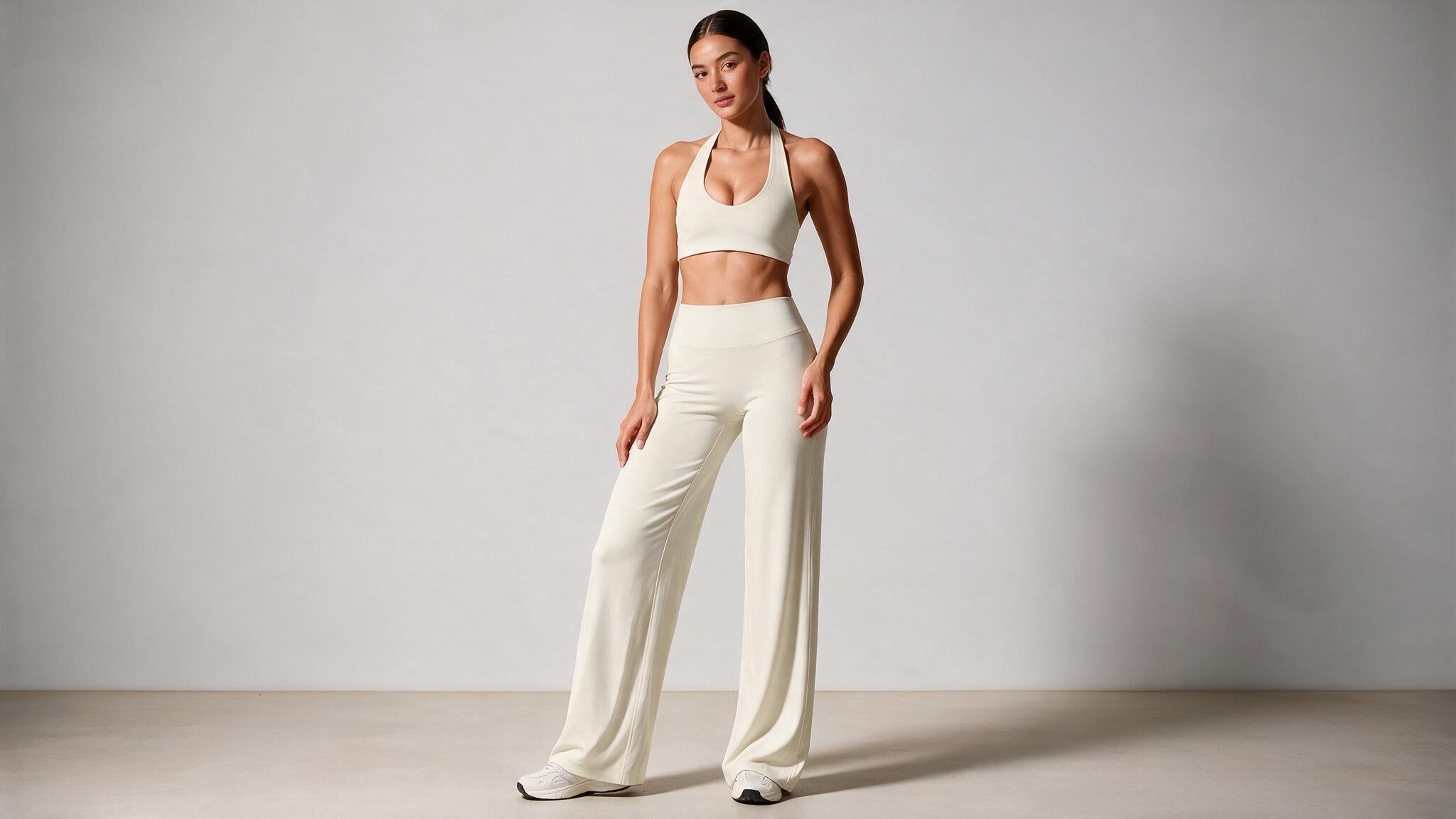 Summer Yoga Set 2Pcs Women Breathable Backless Halter-Neck Sports Bra Push Up Pilates Fitness Top Straight Leg Pants